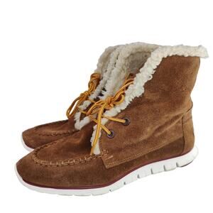 Tan lace up Cole Haan waterproof boots sz 10